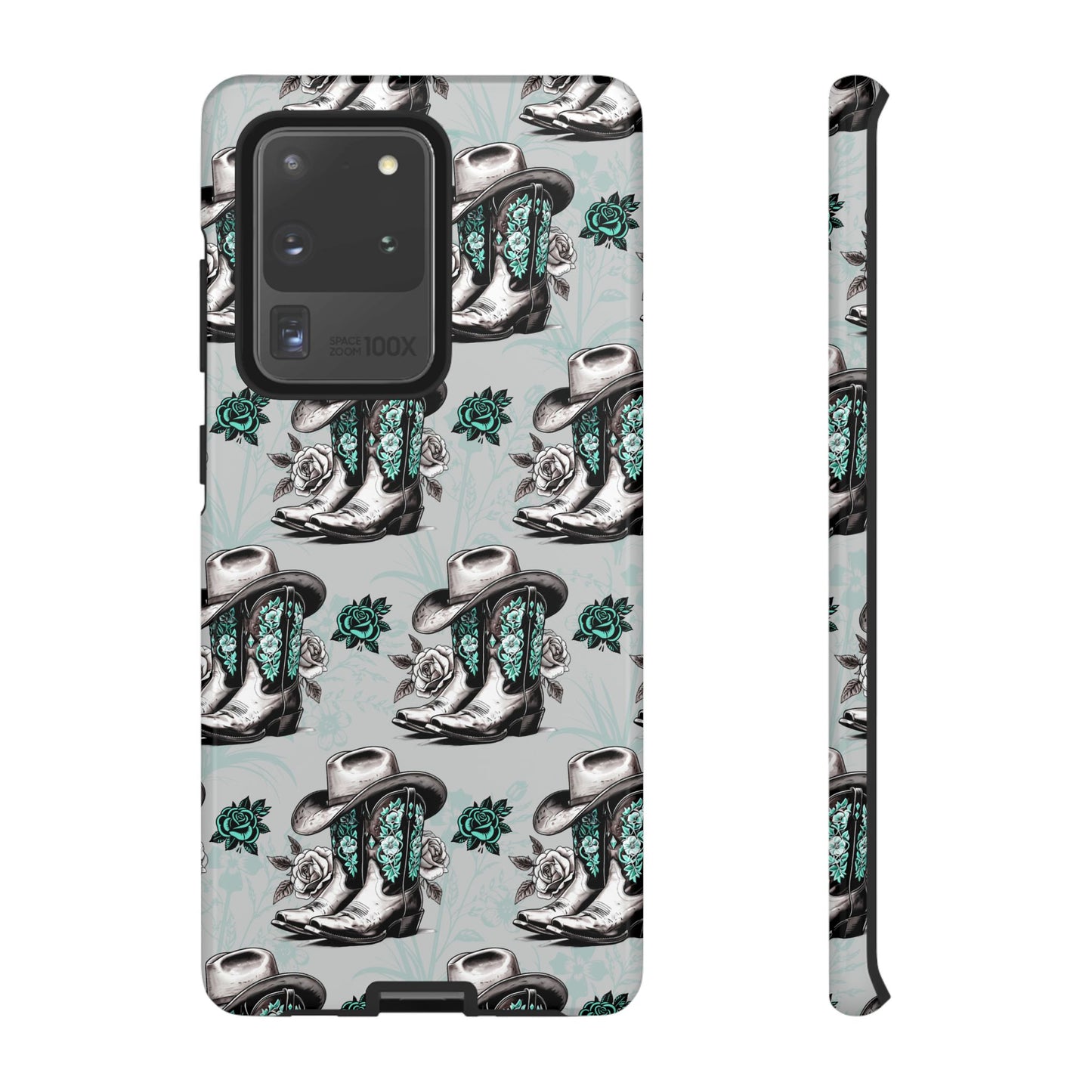 Teal Floral Boots Tough Case
