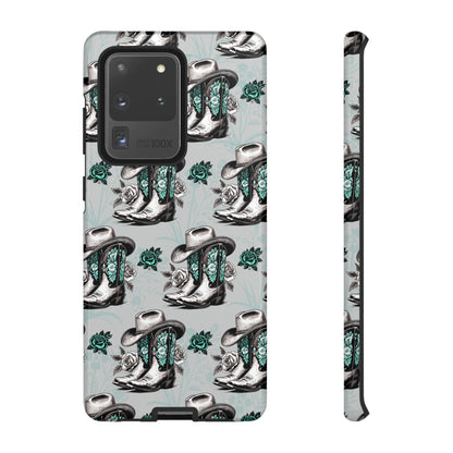 Teal Floral Boots Tough Case