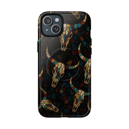 Stained Bull Skull Magnetic Case