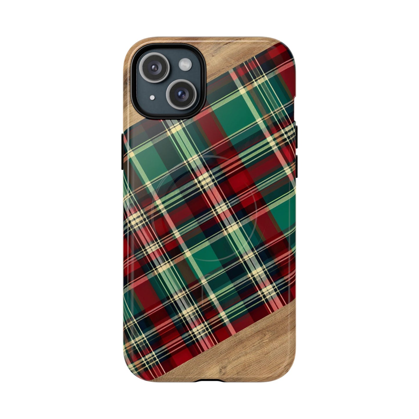 Country Christmas Plaid and Wood Magnetic Case