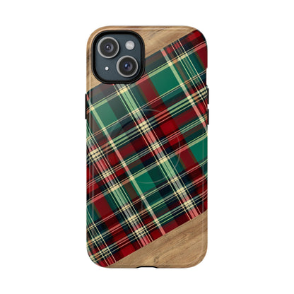 Country Christmas Plaid and Wood Magnetic Case