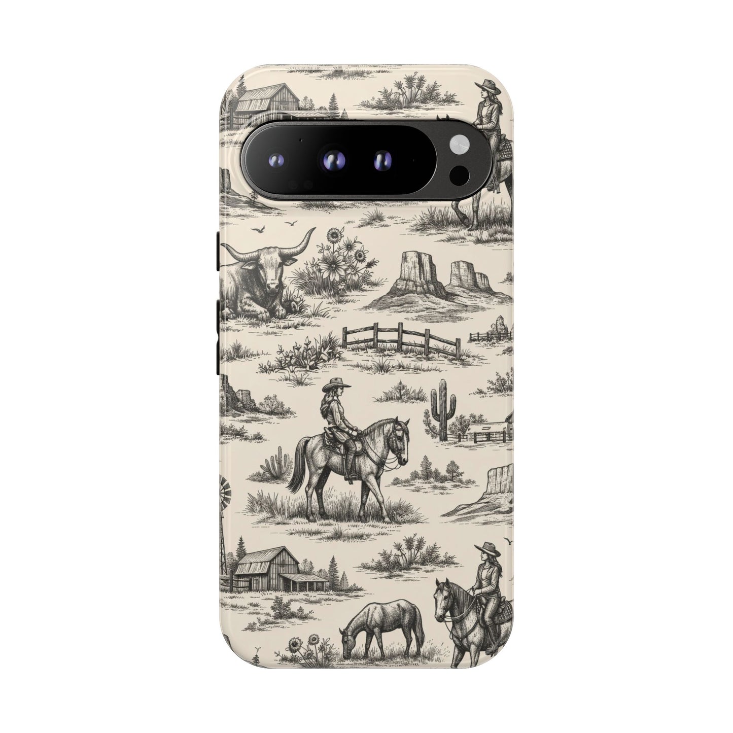 Western Toile Black Tough Case