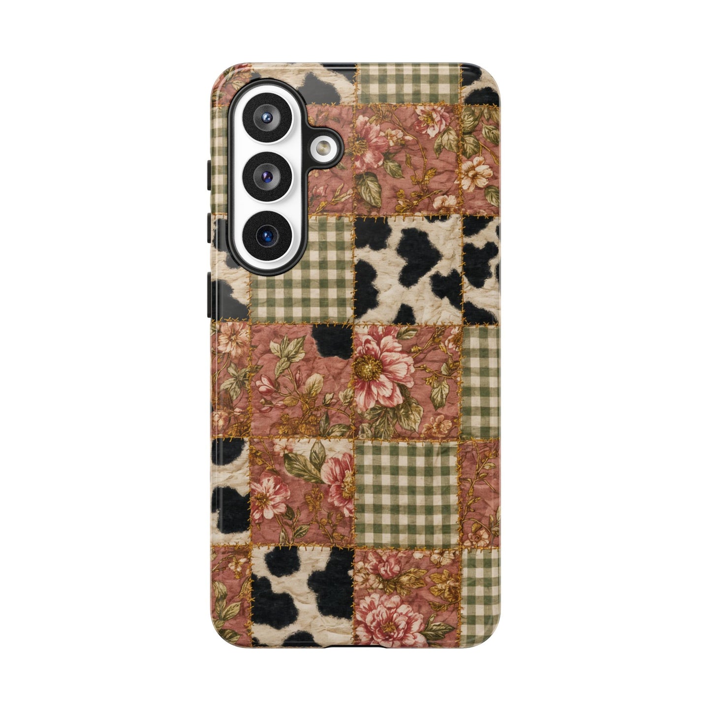 Cowhide Floral Quilt Tough Case