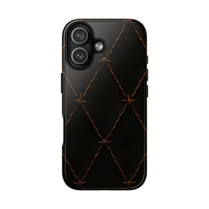 Black Barbed Wire Grid Tough Phone Case