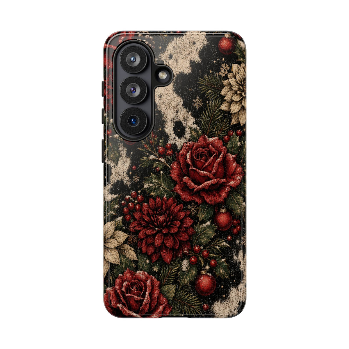 Cowhide Christmas Roses Tough Case