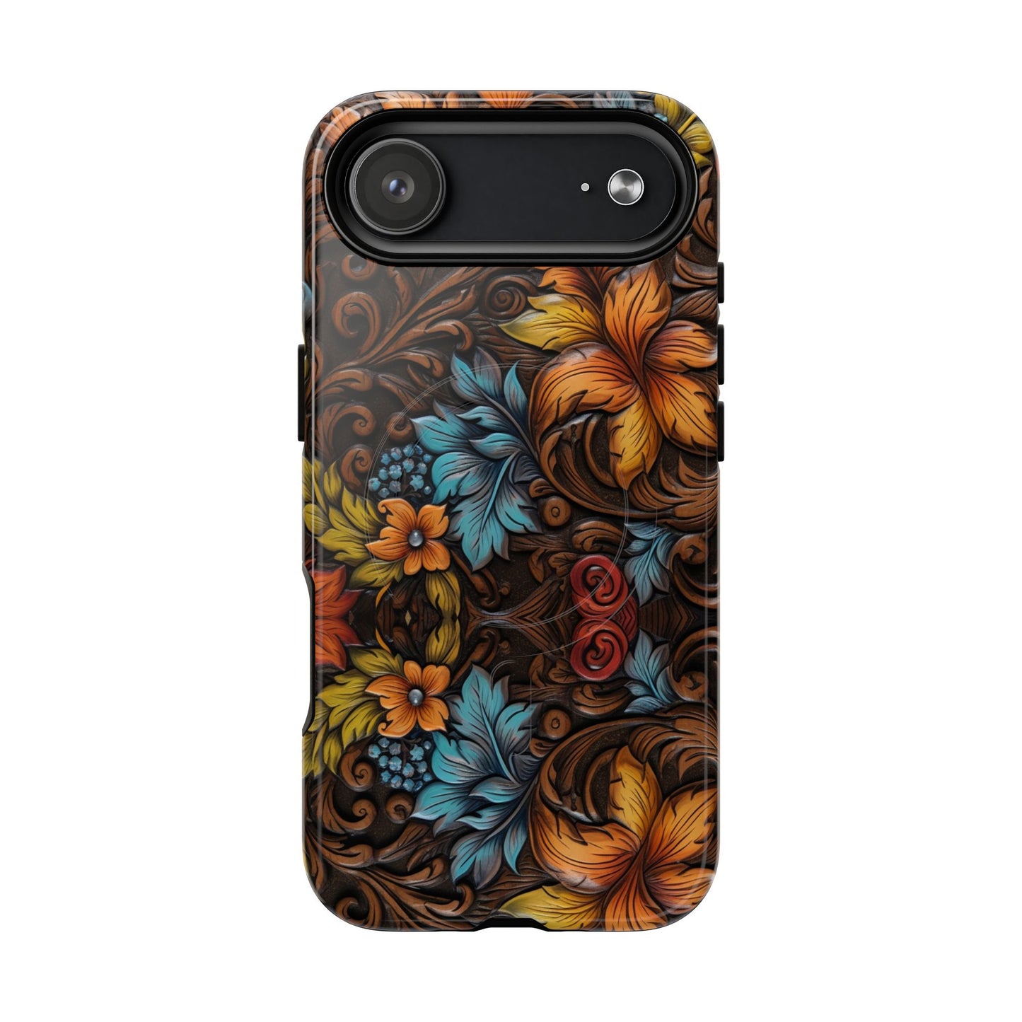 Floral Wood-Print Magnetic Case