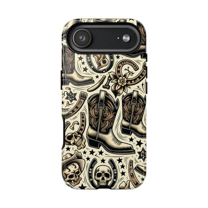 Skulls Boots Horseshoes Tough Phone Case