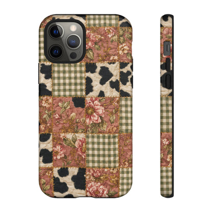 Cowhide Floral Quilt Tough Case