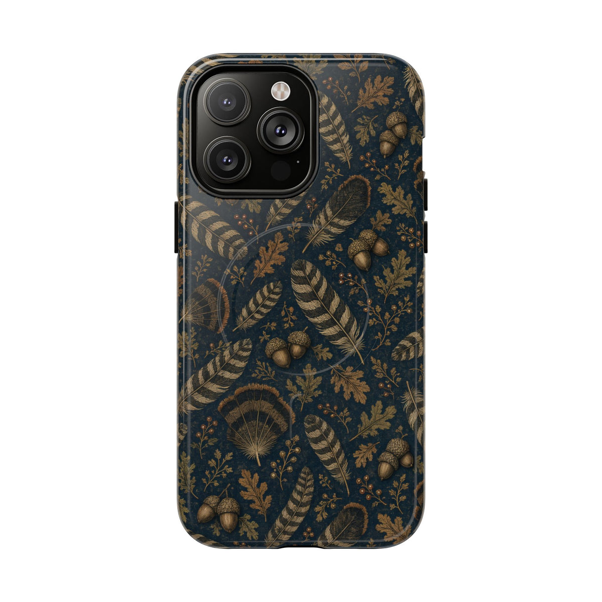 Navy Feathers Magnetic Case