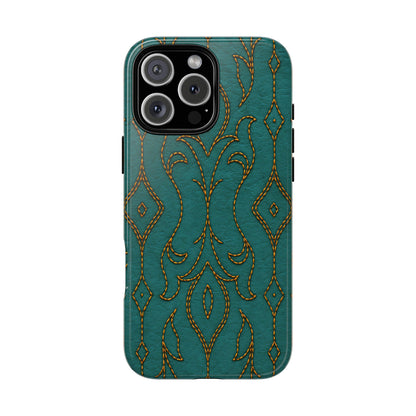 Teal Vine Stitch Tough Phone Case