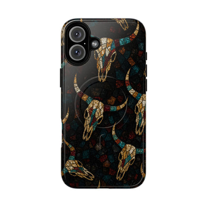 Stained Bull Skull Magnetic Case