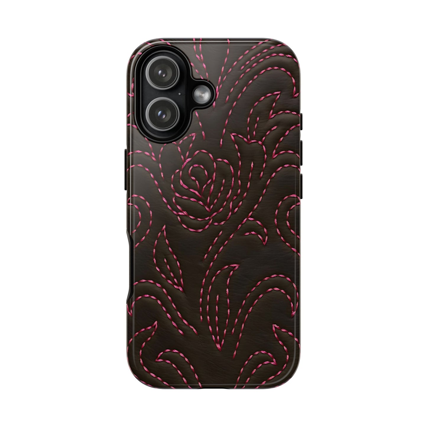 Pink on Black Stitch Tough Phone Case