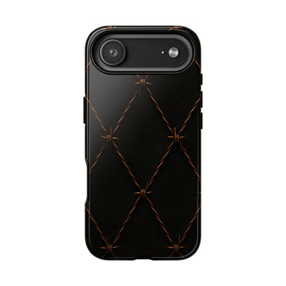Black Barbed Wire Grid Tough Phone Case