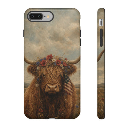 Patriotic Highland Cow Tough Case
