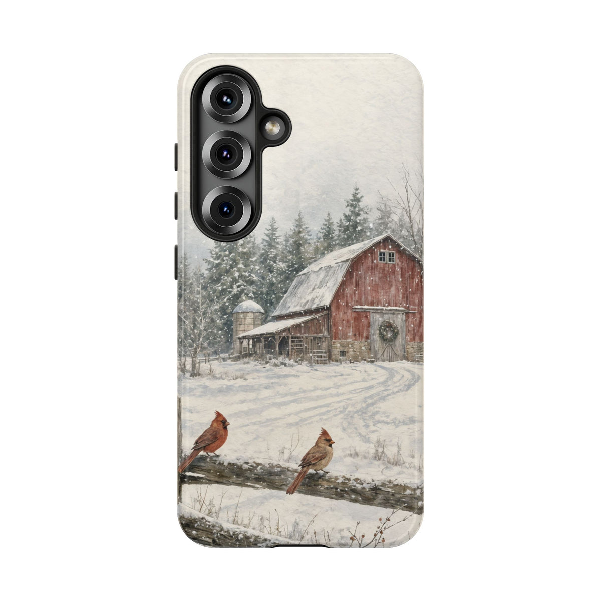 Snowy Red Barn Tough Case