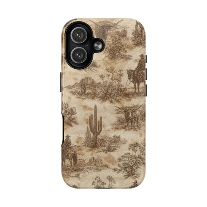 Ivory Cowhide Toile Magnetic Case