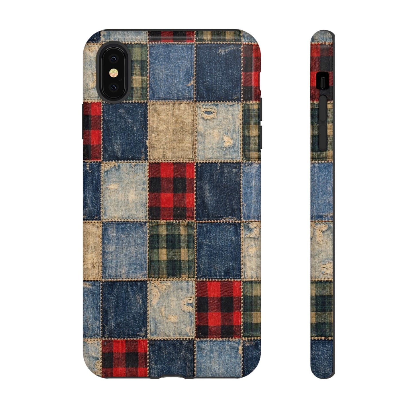 Denim Plaid Patchwork Tough Case