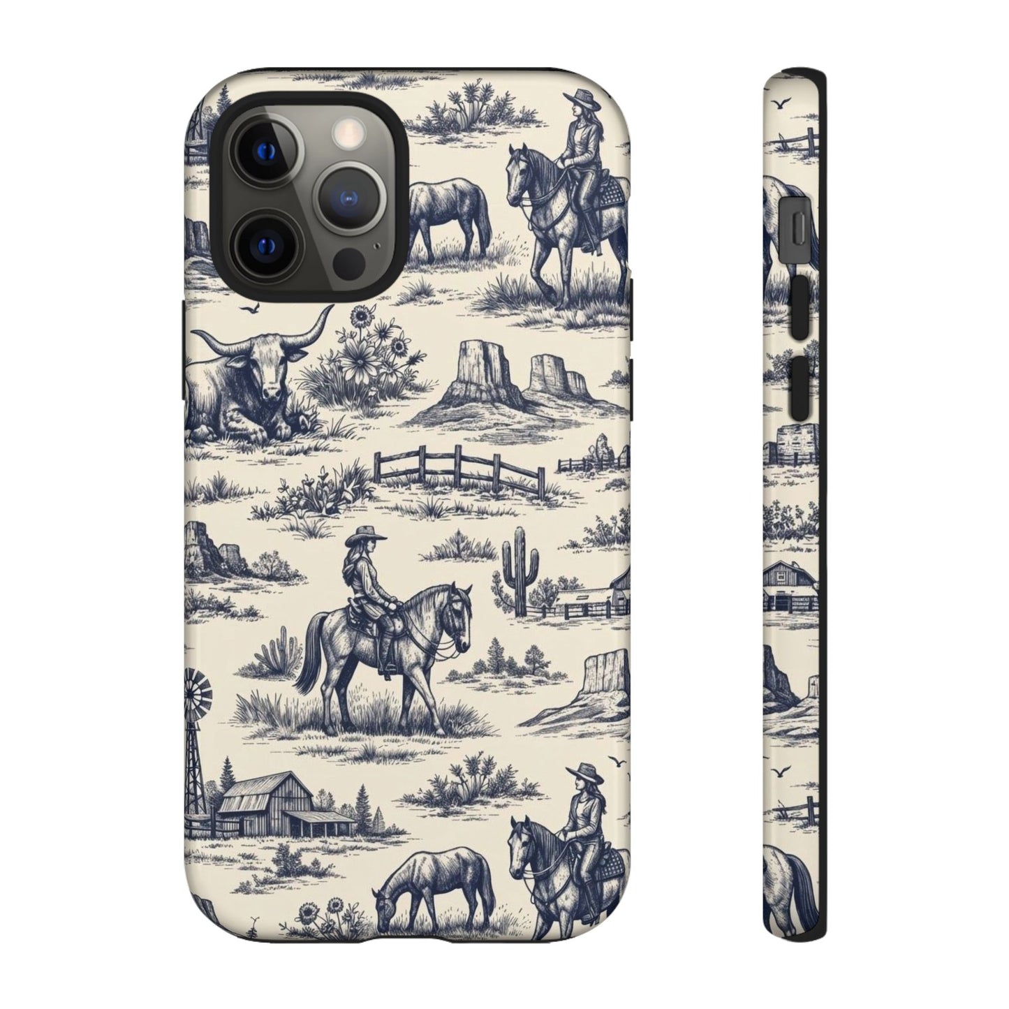 Western Toile Navy Tough Case