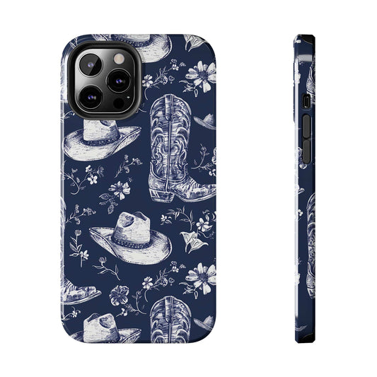 Navy Floral Boots Phone Case