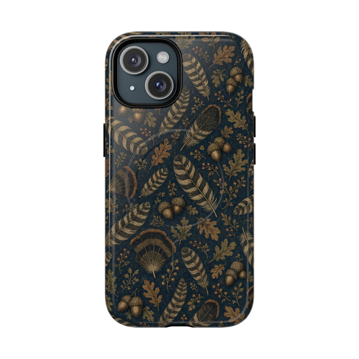 Navy Feathers Magnetic Case