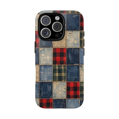 Denim Plaid Patchwork Tough Case