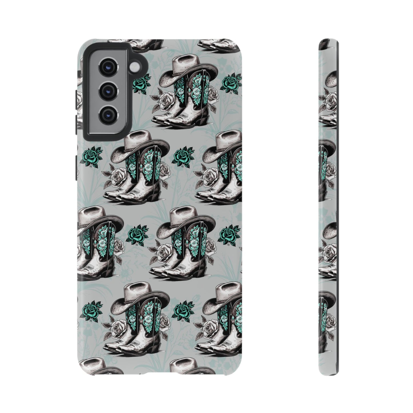 Teal Floral Boots Tough Case
