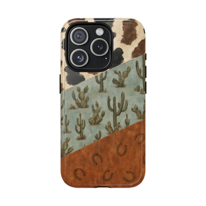 Cowhide Turquoise Cactus Magnetic Case