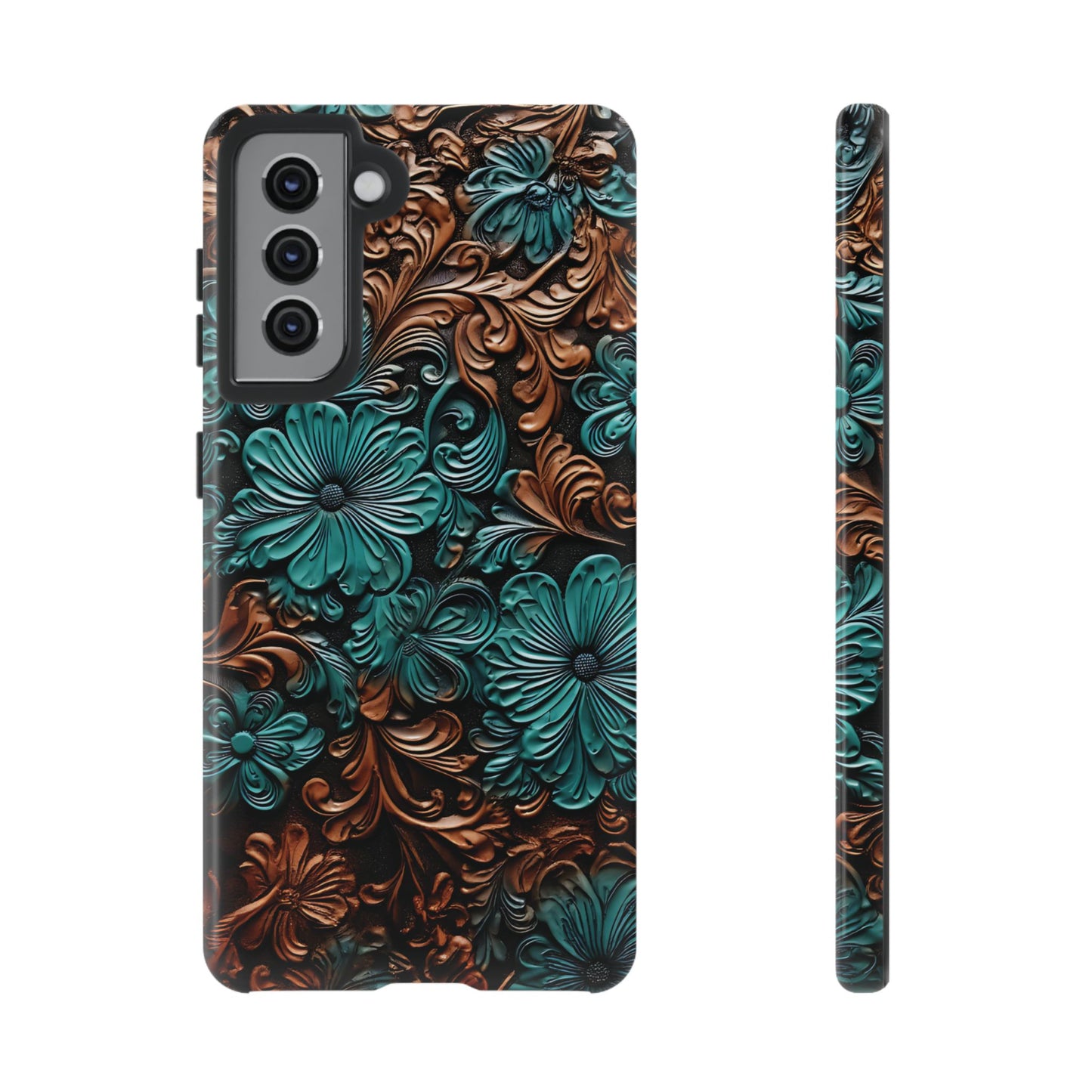 Faux Tooled Floral Tough Case