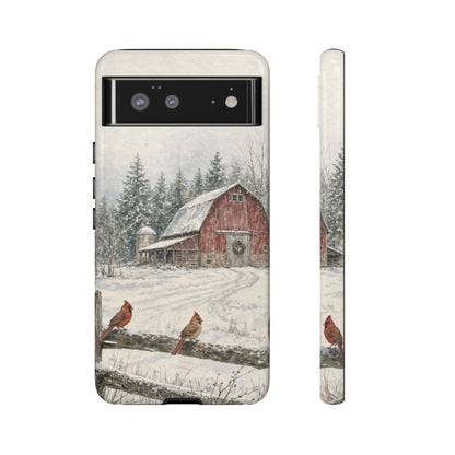 Snowy Red Barn Tough Case
