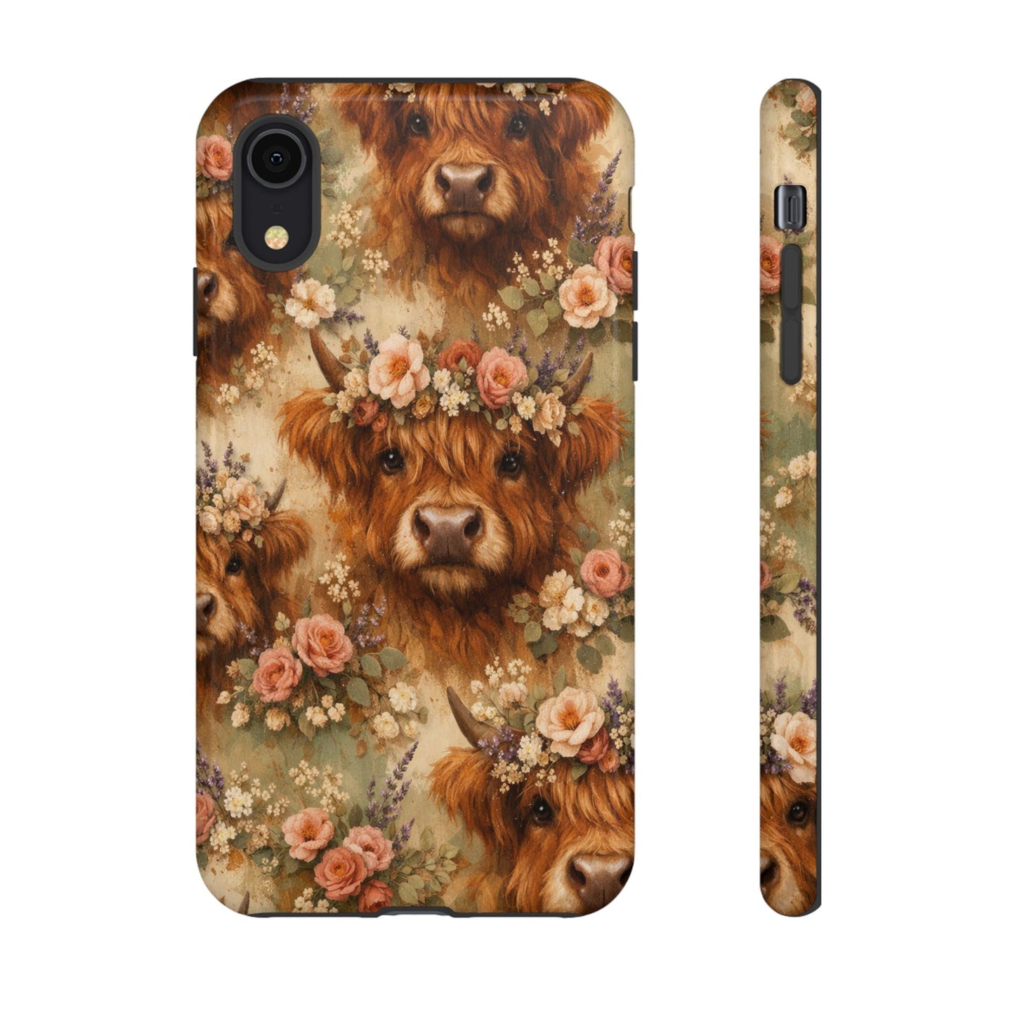 Floral Highland Cow Tough Case
