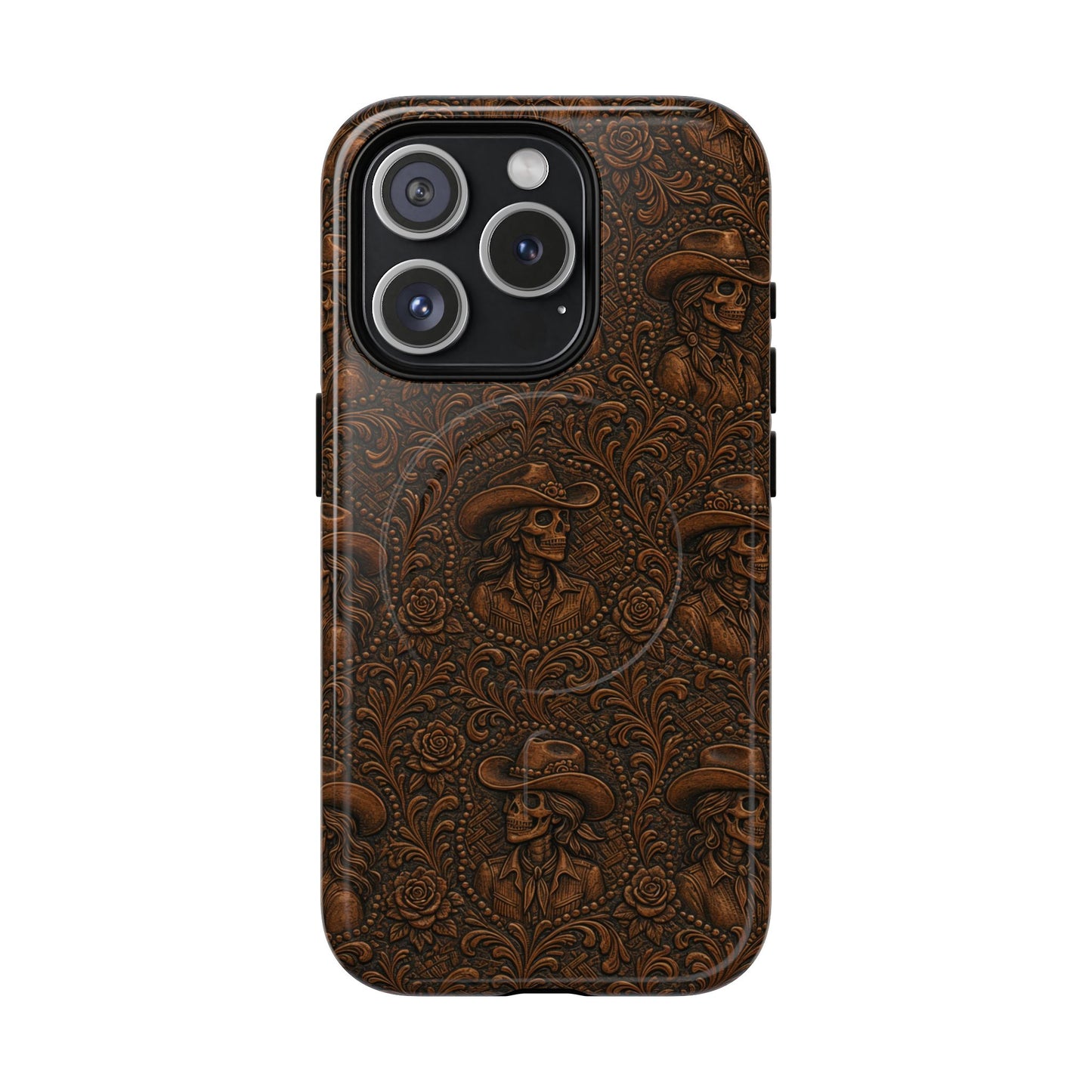 Tooled Skeleton Cowgirl Magnetic Case