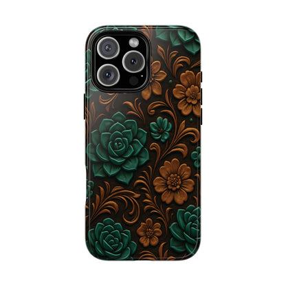 Faux Tooled Succulents Tough Phone Case