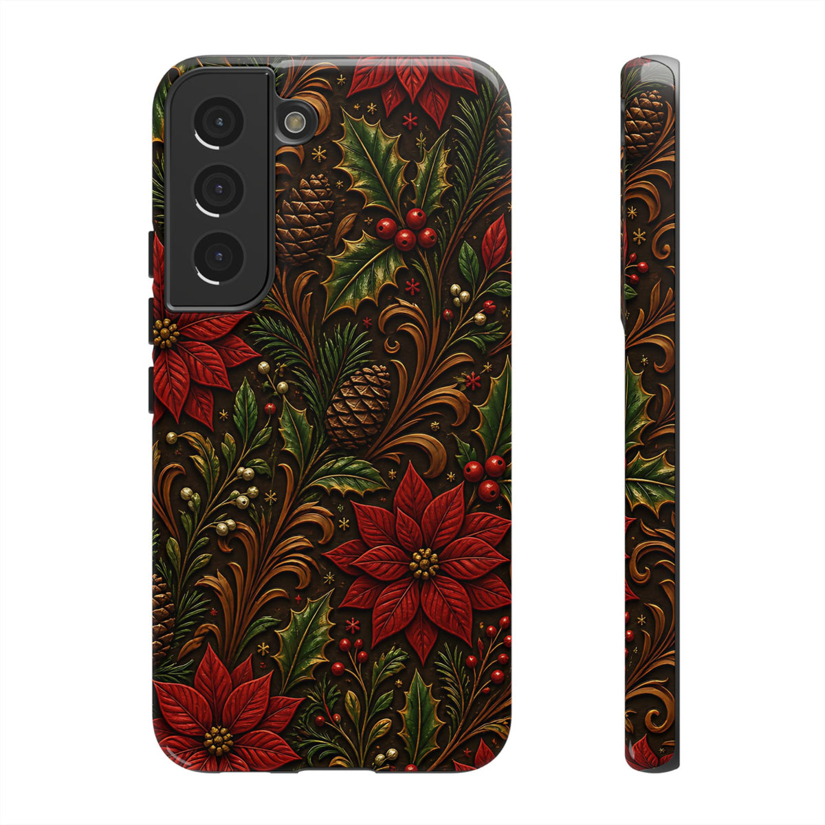 Carved Christmas Holly Tough Case