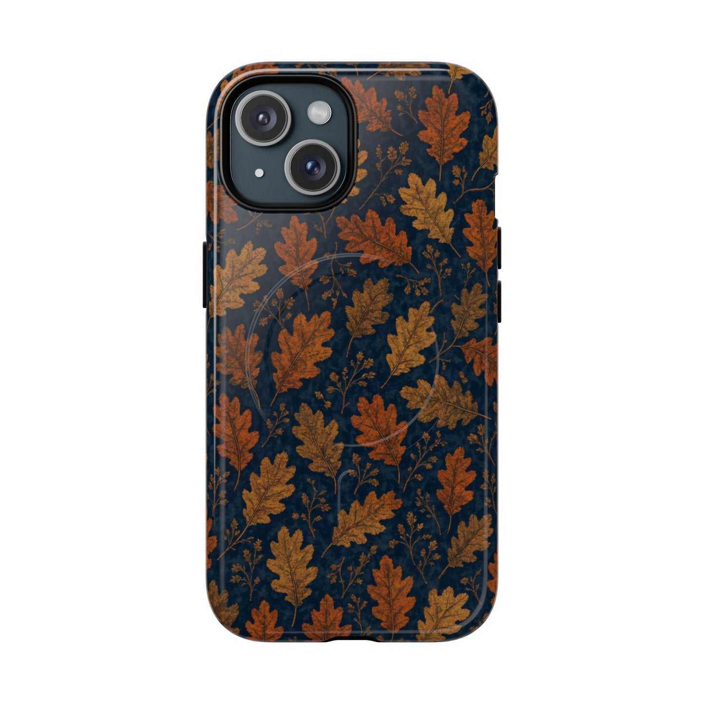 Navy Autumn Leaves Magnetic Case