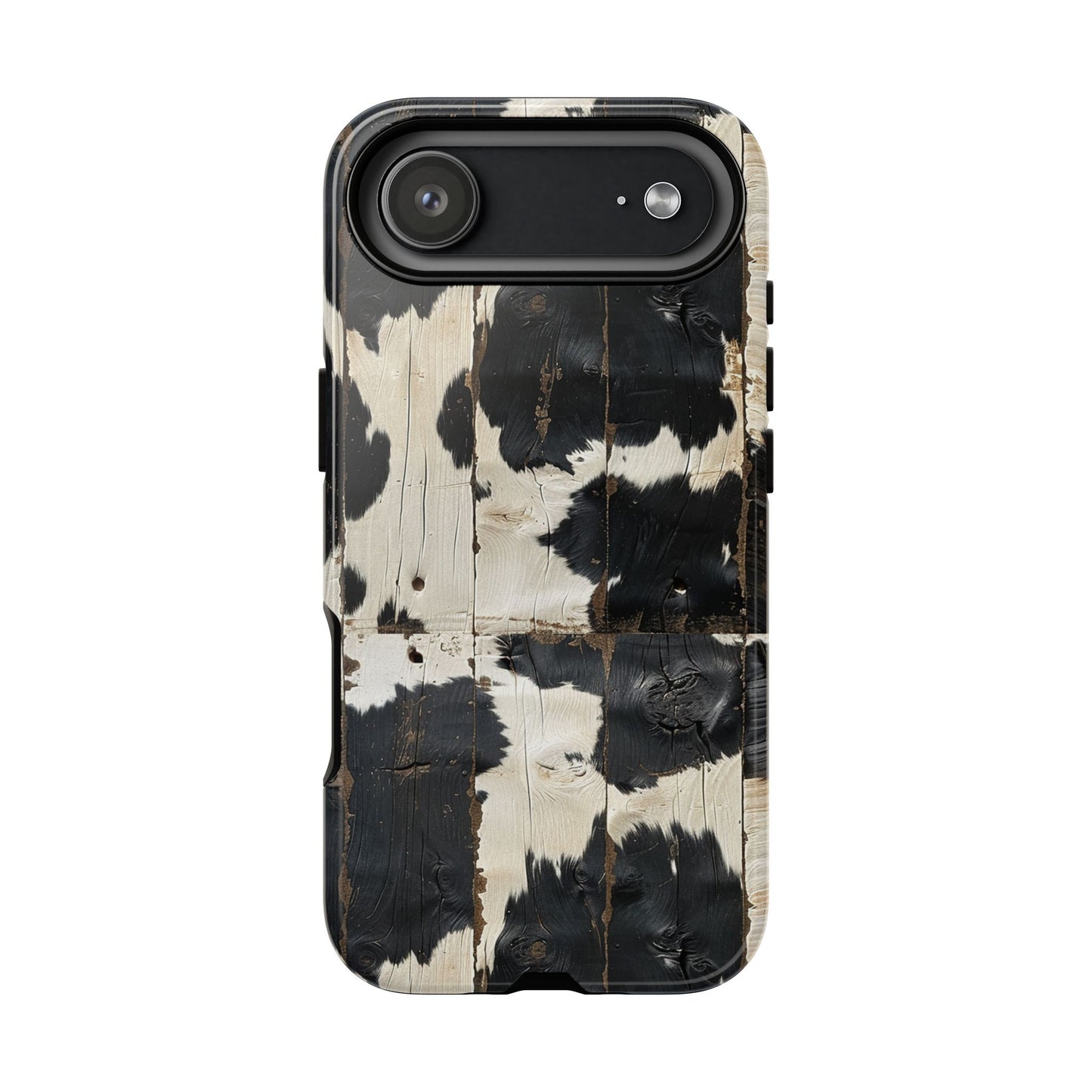Black Wooden Cowhide Tough Phone Case