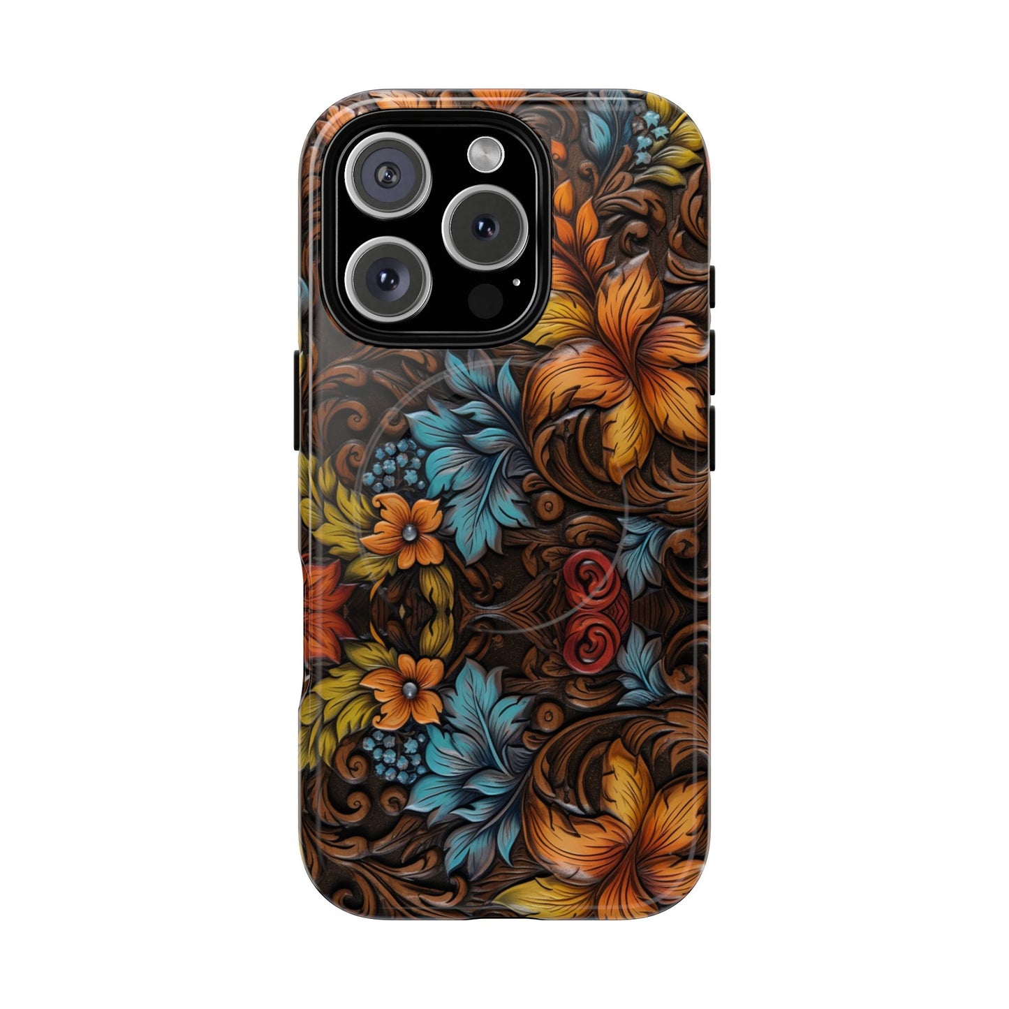 Floral Wood-Print Magnetic Case
