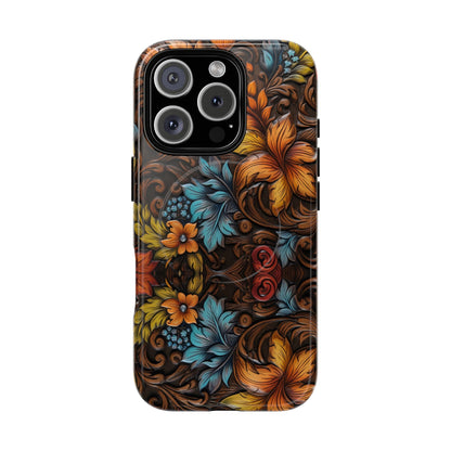 Floral Wood-Print Magnetic Case