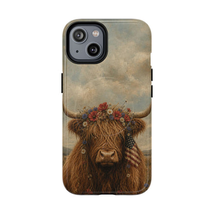 Patriotic Highland Cow Magnetic Case