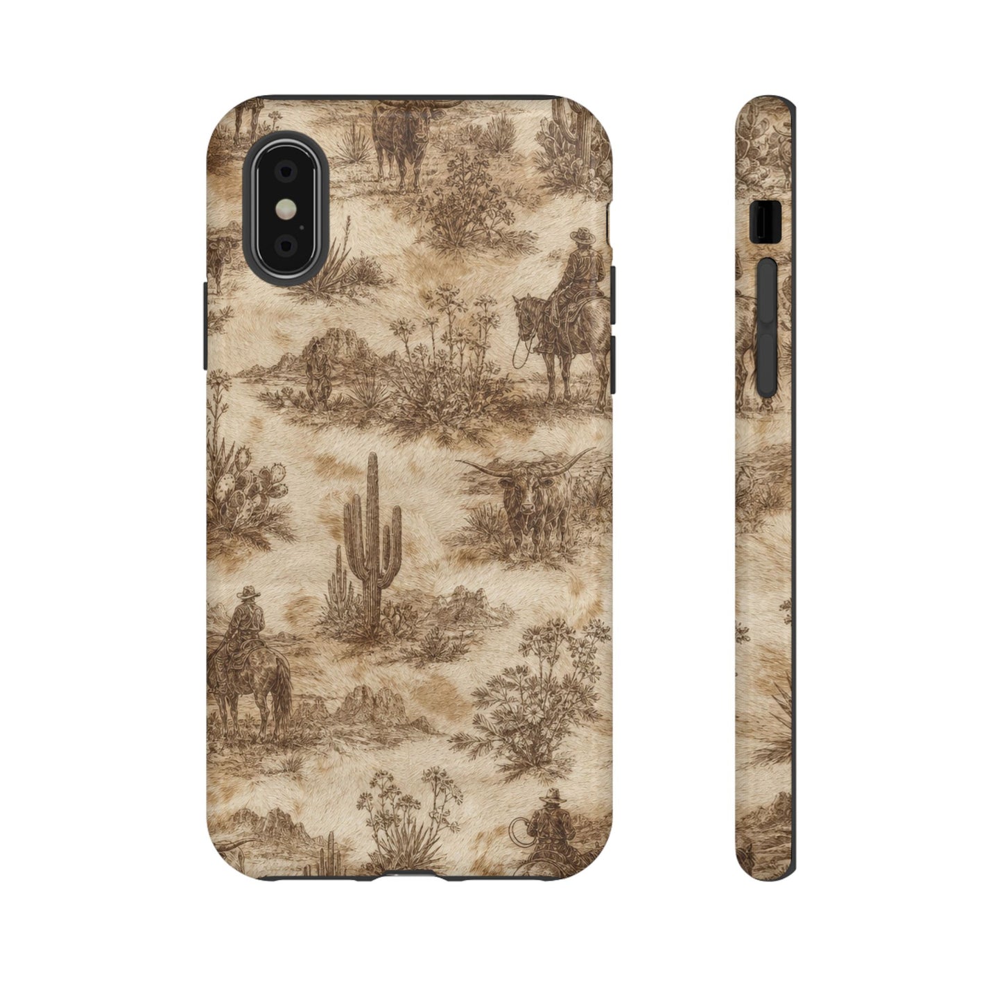 Ivory Cowhide Toile Tough Case