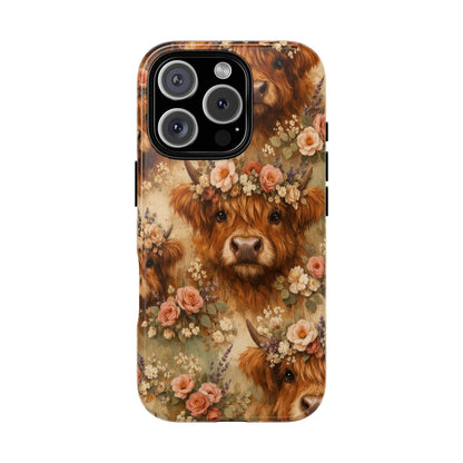 Floral Highland Cow Tough Case