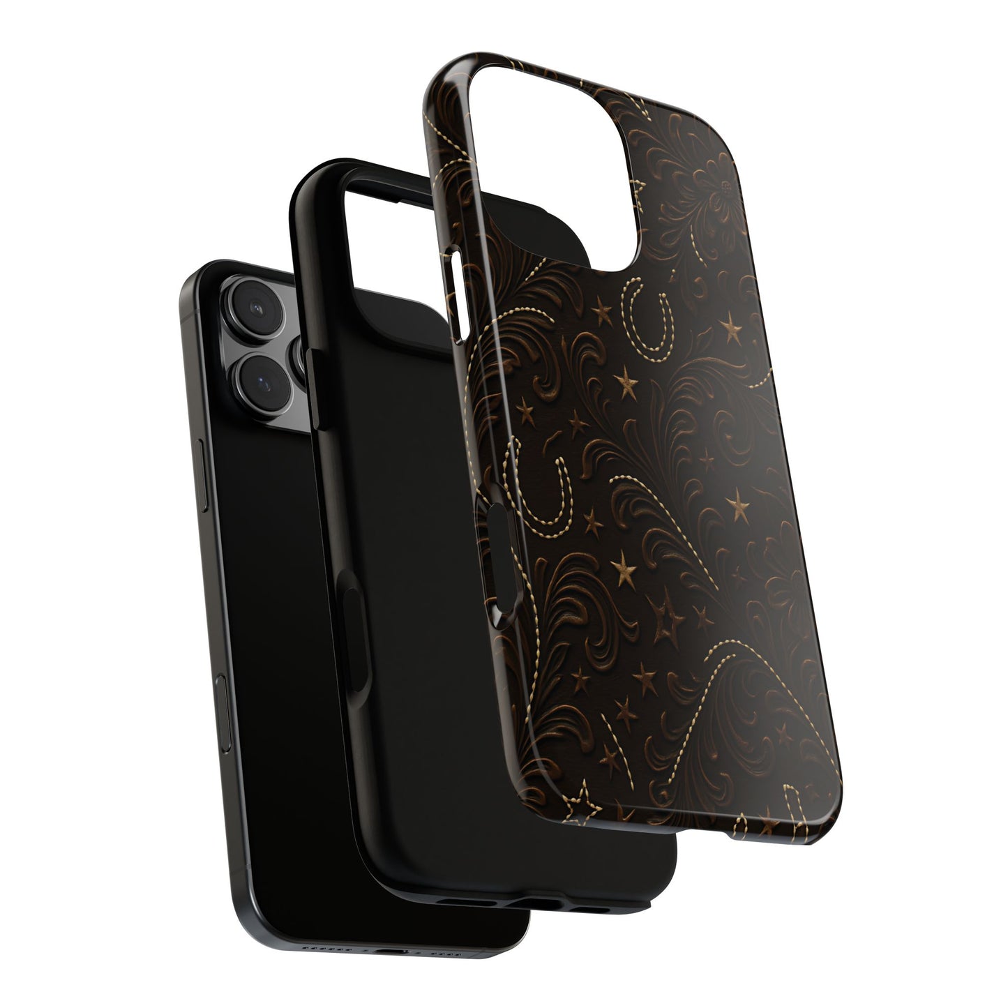 Dark Boot Stitch Horseshoe Scrolls Tough Case