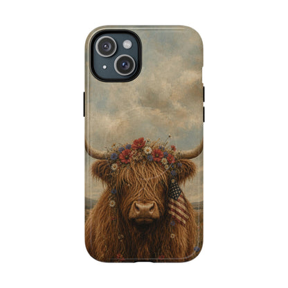 Patriotic Highland Cow Magnetic Case