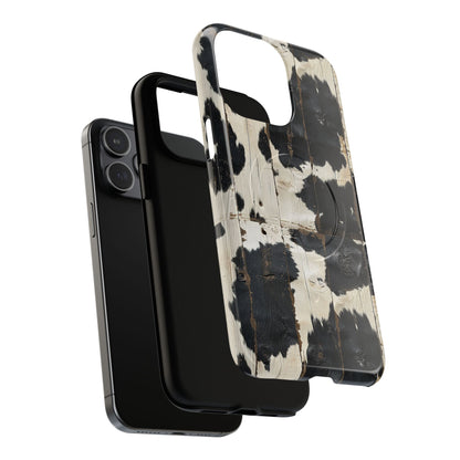 Black Wooden Cowhide Magnetic Case