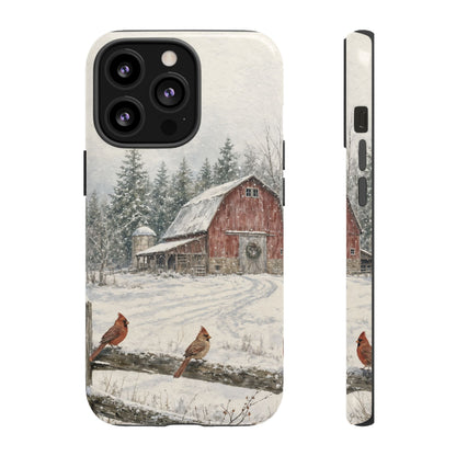 Snowy Red Barn Tough Case