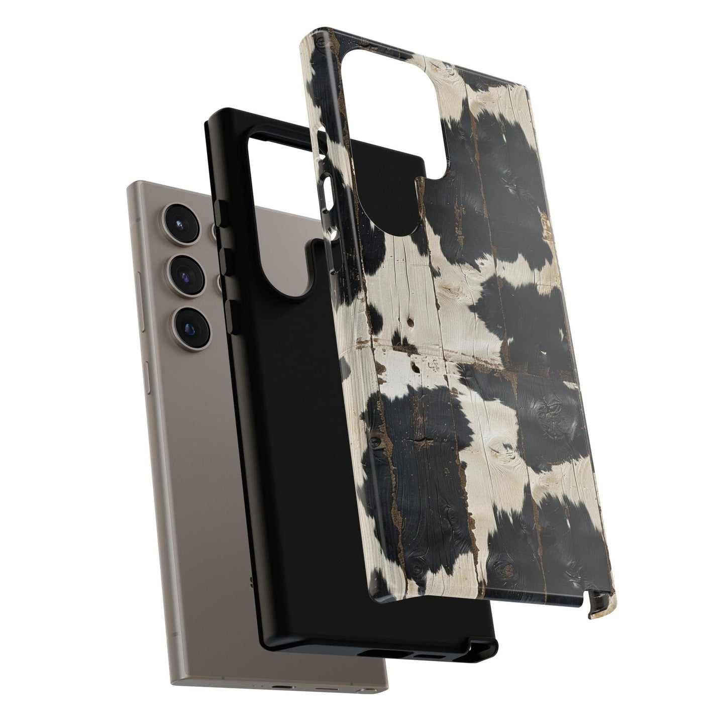 Black Wooden Cowhide Phone Case