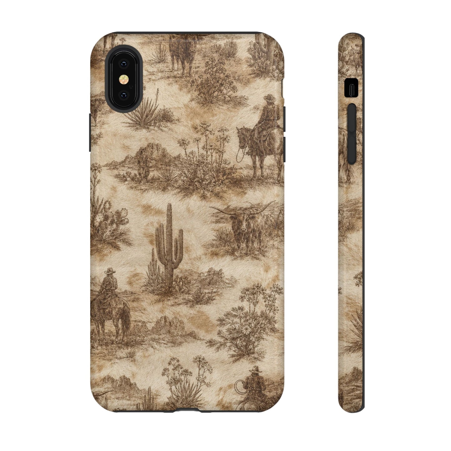 Ivory Cowhide Toile Tough Case