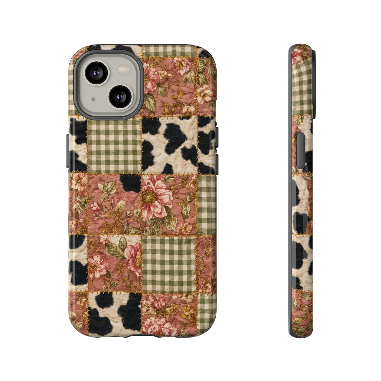 Cowhide Floral Quilt Tough Case