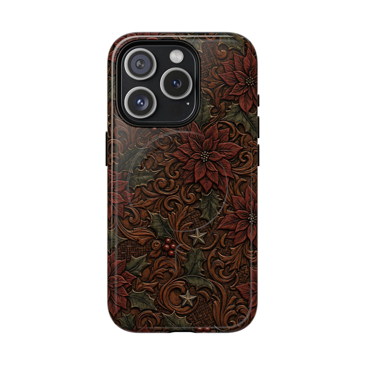 Tooled Poinsettia Magnetic Case
