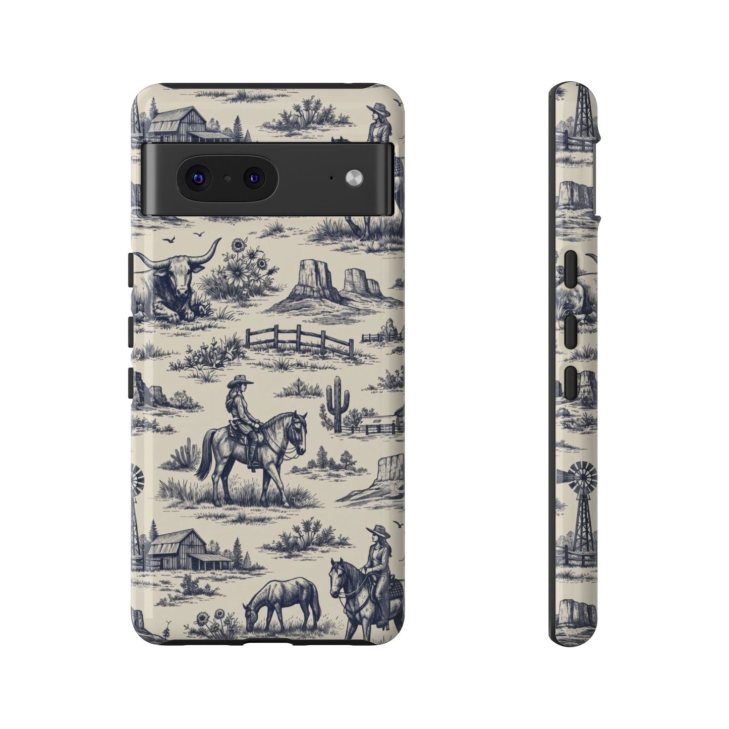 Western Toile Navy Tough Case
