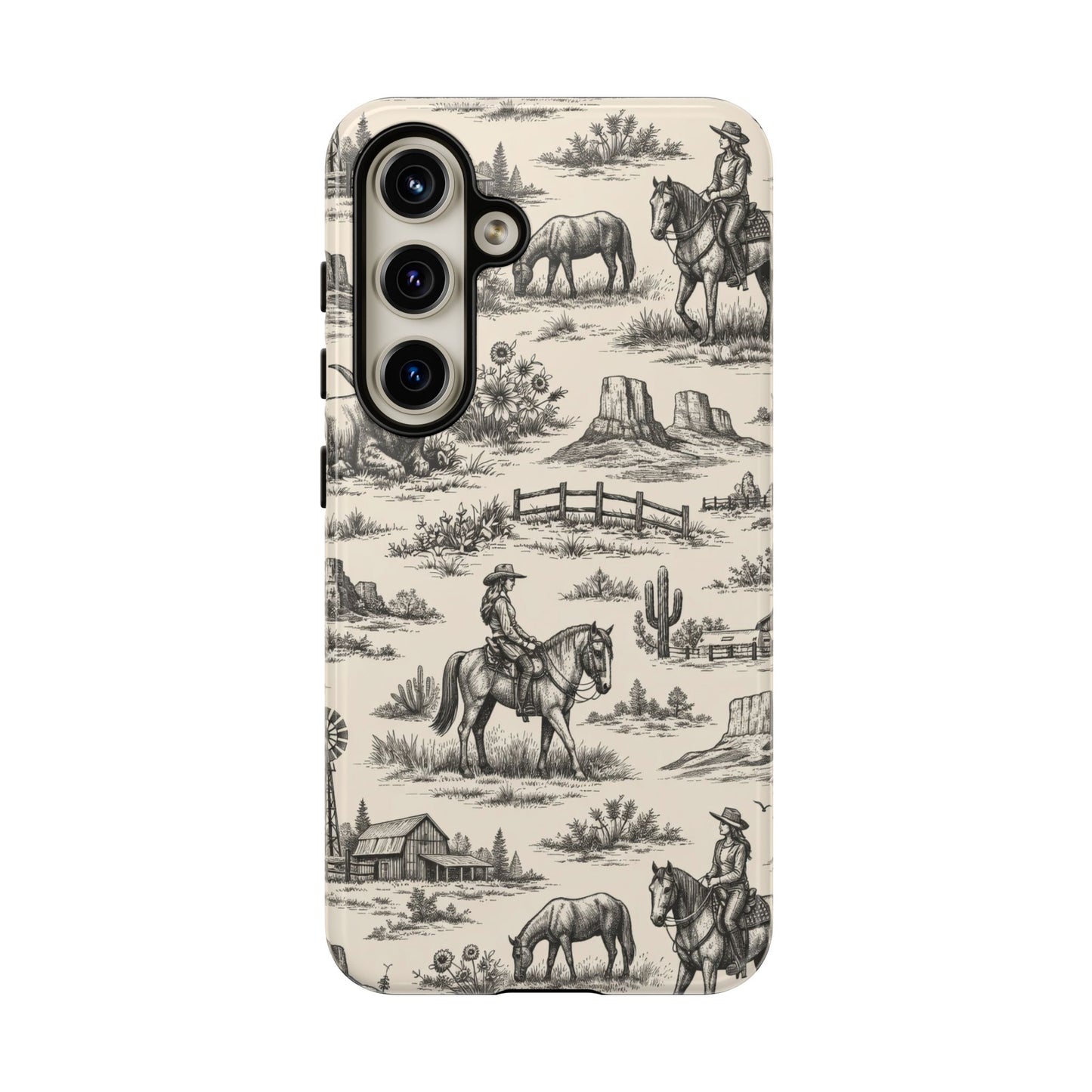 Western Toile Black Tough Case